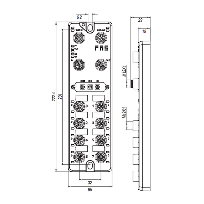 支持PROFIBUS-DP協(xié)議 主站、8端口、IO-Link Master、M12接口、?4×IO-Link & 8×DI / DO；當(dāng)常規(guī)DIO接口時(shí)：16× DI / DO 、003B31