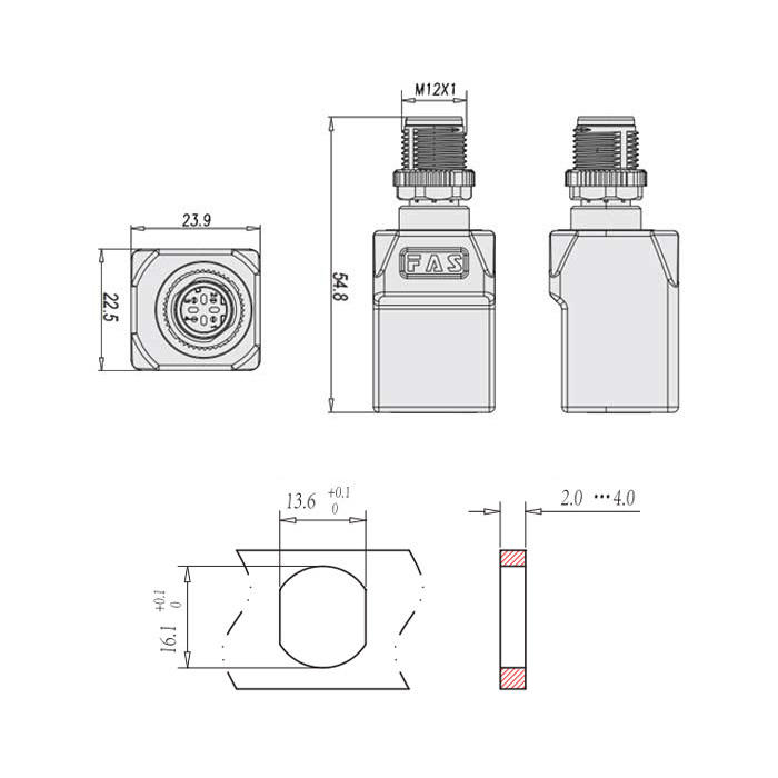 M12 4Pin D-coded 公頭直型轉RJ45直角型、0C4ES3